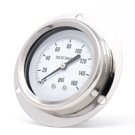 Pic Gauges 2 1/2 in Dial, 1/4 in NPT Male Lower Back Location, Stainless Steel Case Material PRO-314D-254F